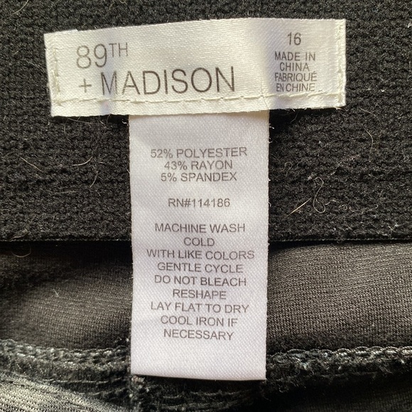 89th + Maddison leopard pants Women’s 16 Ankle straight leg stretch BLK/Grey - Picture 7 of 11